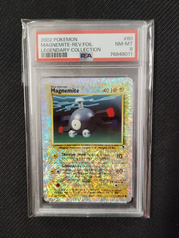 【英語版】訳あり/ PSA8 コイル リバースホロ(Legendary Collection) ※花火レア (ケース裏側下部分ヒビ)