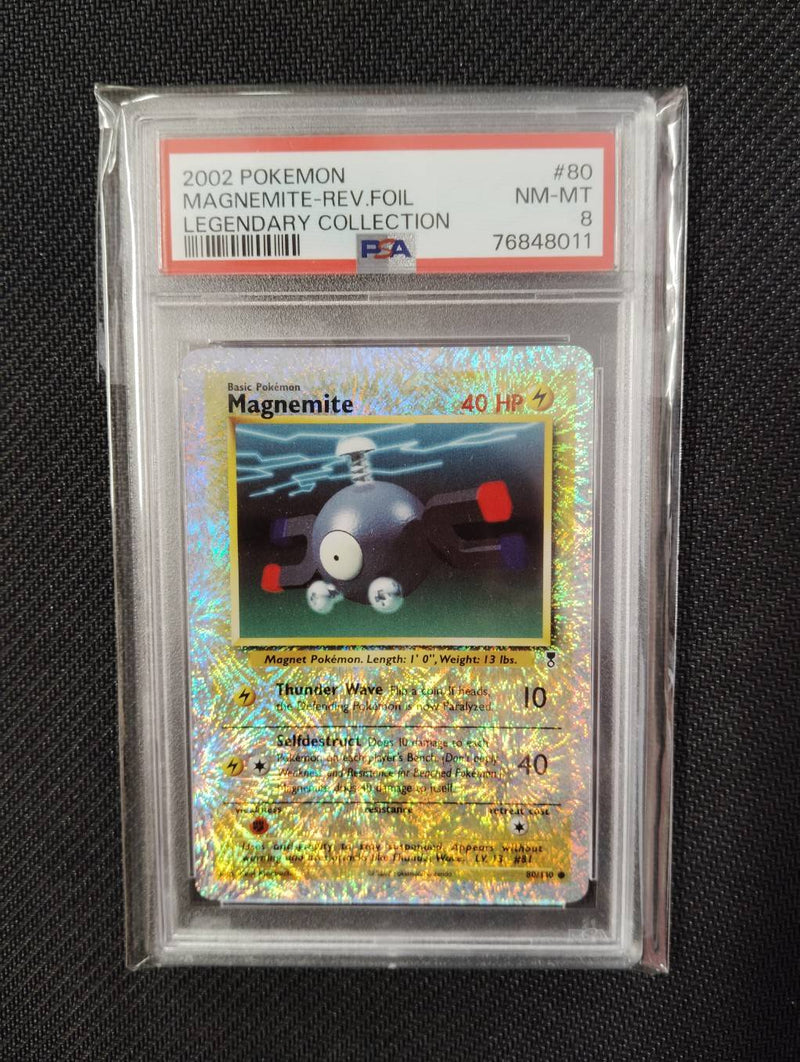 【英語版】訳あり/ PSA8 コイル リバースホロ(Legendary Collection) ※花火レア (ケース裏側下部分ヒビ)