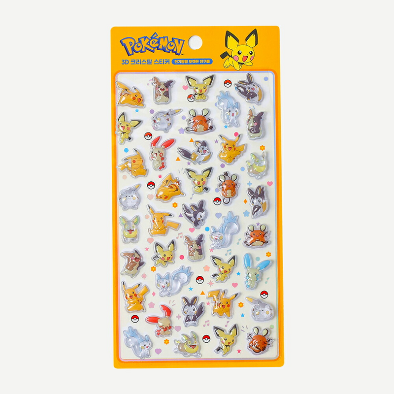 韓国限定】ポケモン3Dクリスタルステッカー 電気ポケモンフレンズ