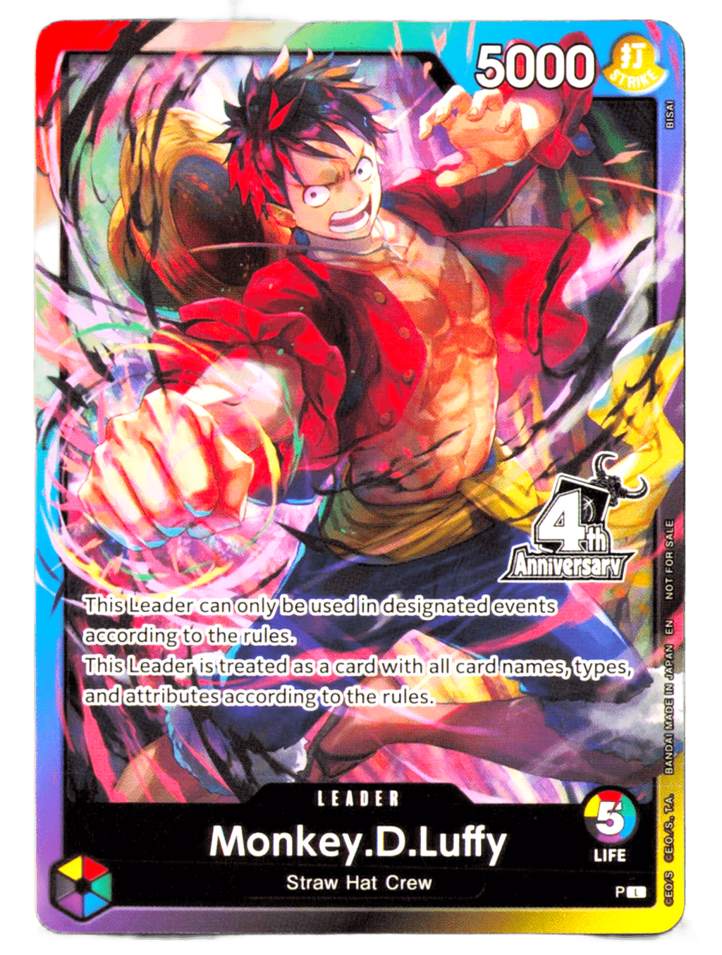 海外限定】ルフィ 4周年記念 限定プロモ リーダーカード – GRIMSHOP