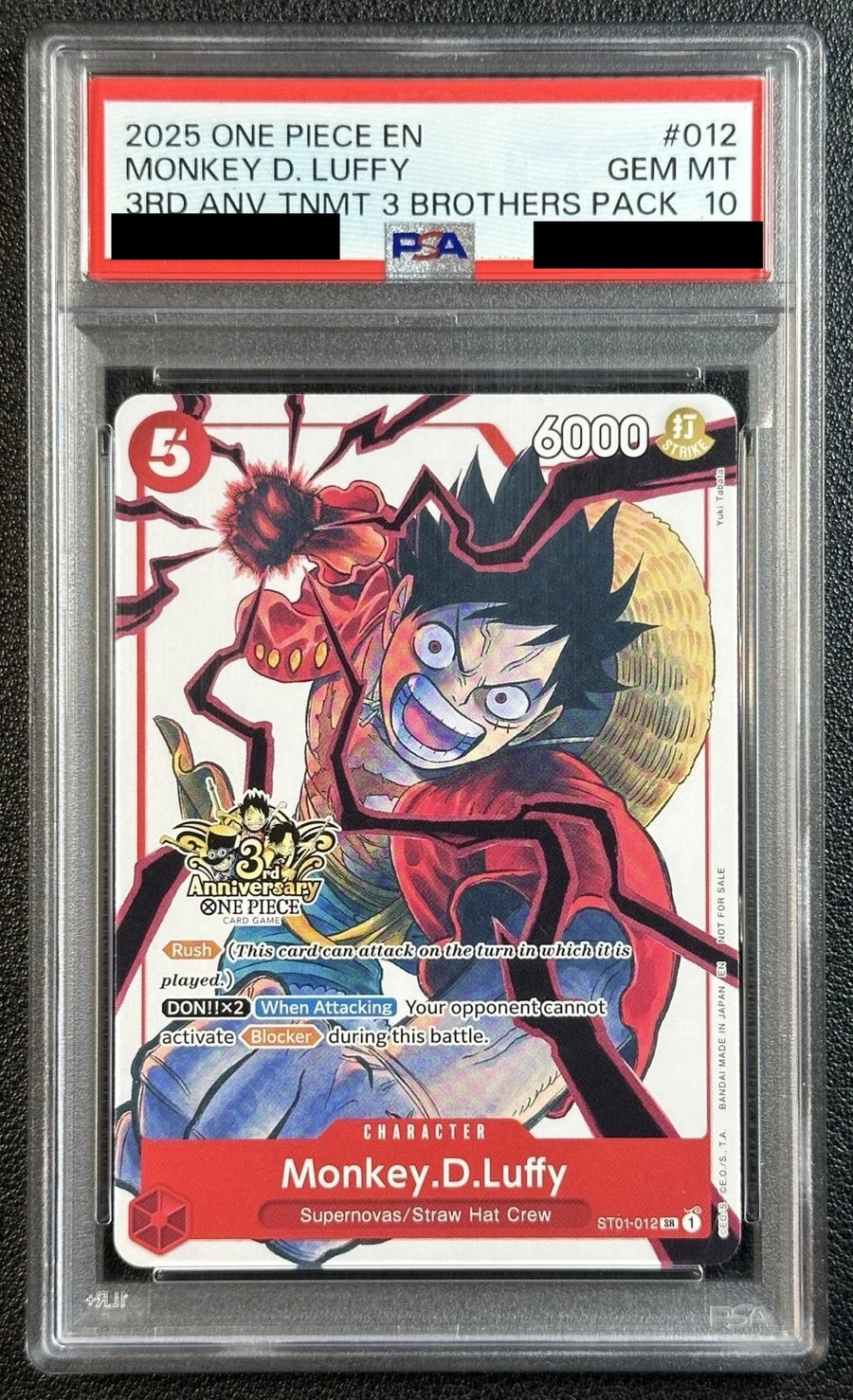 PSA10】【PSA9】【英語版】ルフィ 限定プロモ ST01-012 「3周年記念