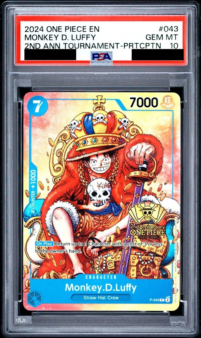 PSA10】【PSA9】【英語版】モンキー・D・ルフィ P-043 2周年記念